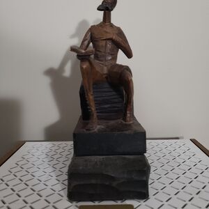 Mid century modern vintage Don Quixote wood bookend, rare